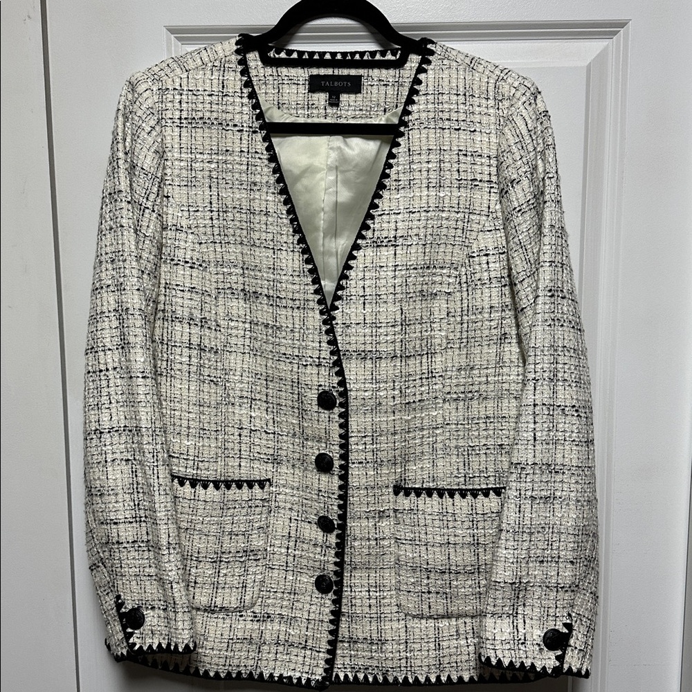 Talbots Black and White Tweed Blazer